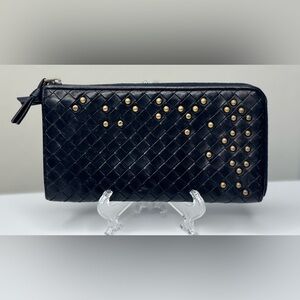 Bottega Veneta Studded Intrecciato Zip wallet with COA